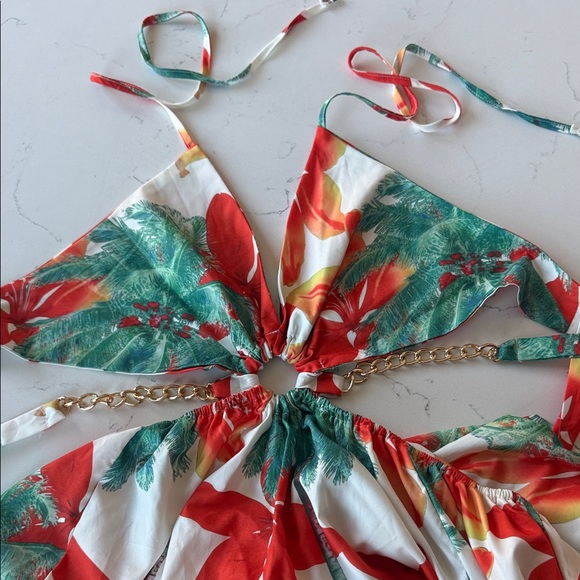 Vibrant Floral Halter Maxi Dress - Picture 5 of 11